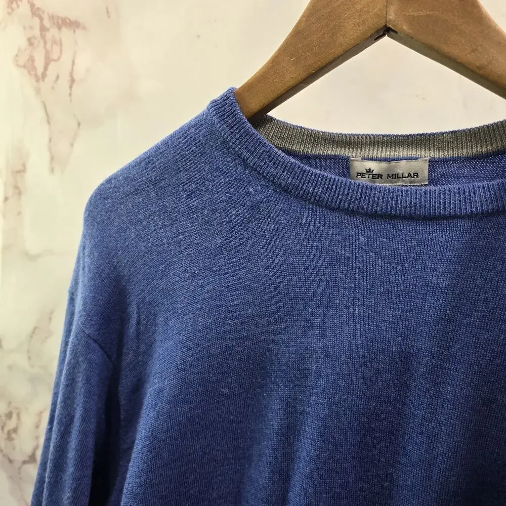 Peter Millar Sweater Mens XXL Blue Merino Wool Silk Lightweight Liberty 19S42